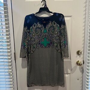 Tiana B. Navy Dress with Paisley Accents